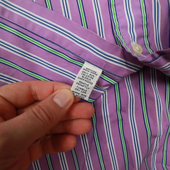 Polo Ralph Lauren Men's Vintage Purple Striped Button Up Shirt size Large - Picture 7 of 9